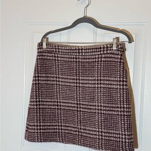 Anthropologie Maeve Mini Skirt in Burgundy and Cream Plaid